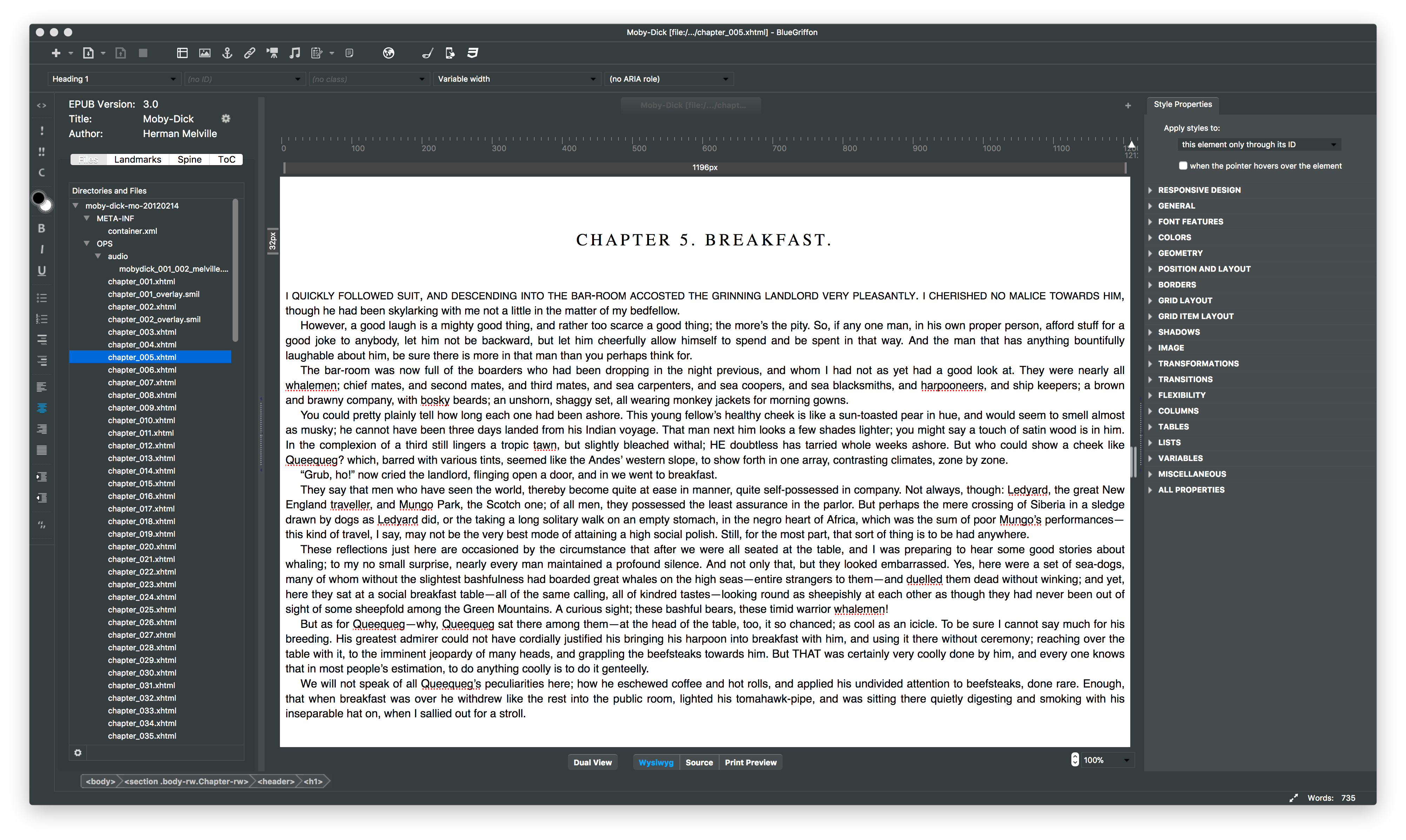 BlueGriffon screenshot of main window